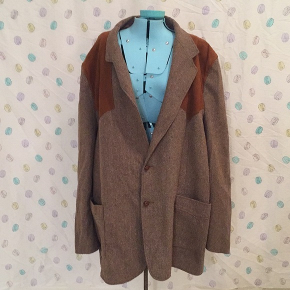 Vintage Men's Tweed Suede Coat - Picture 1 of 7